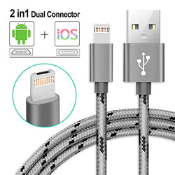 Dual iPhone/Android lightning data charging usb cable